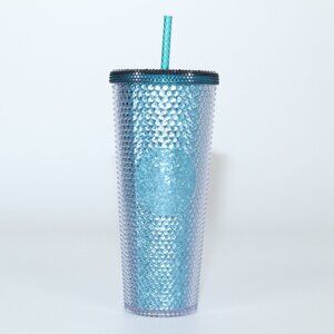 Starbucks Korea 24oz Studded “Peacock” Glittery Blue Cold Cup Rare Venti EUC